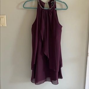 Punk mini dress with bedazzled chain neck